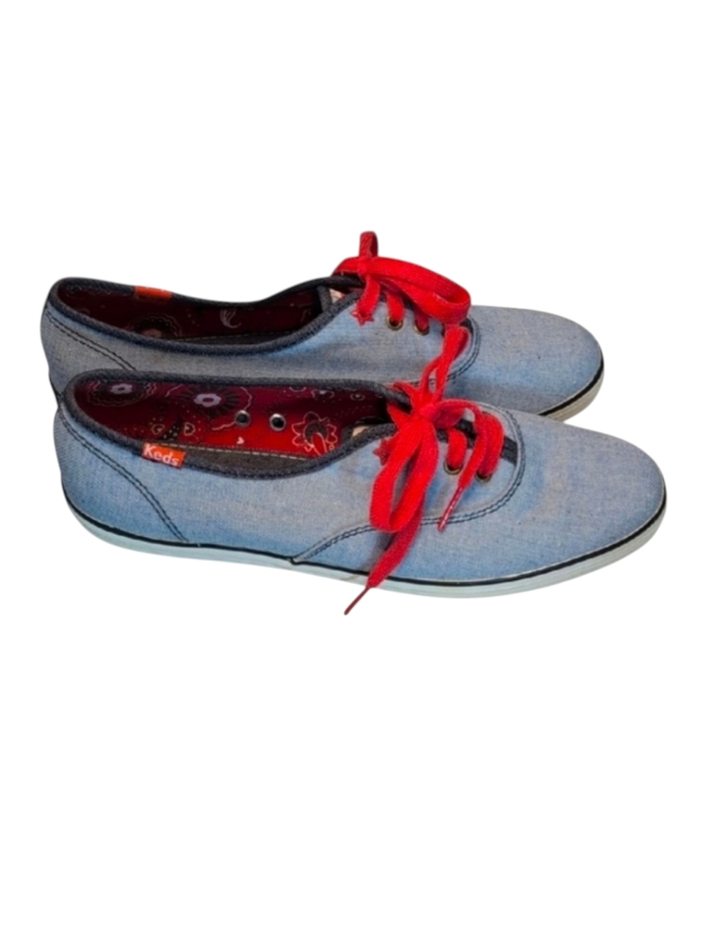Keds CVO Chambray Blue & Red Sneakers Size 7.5